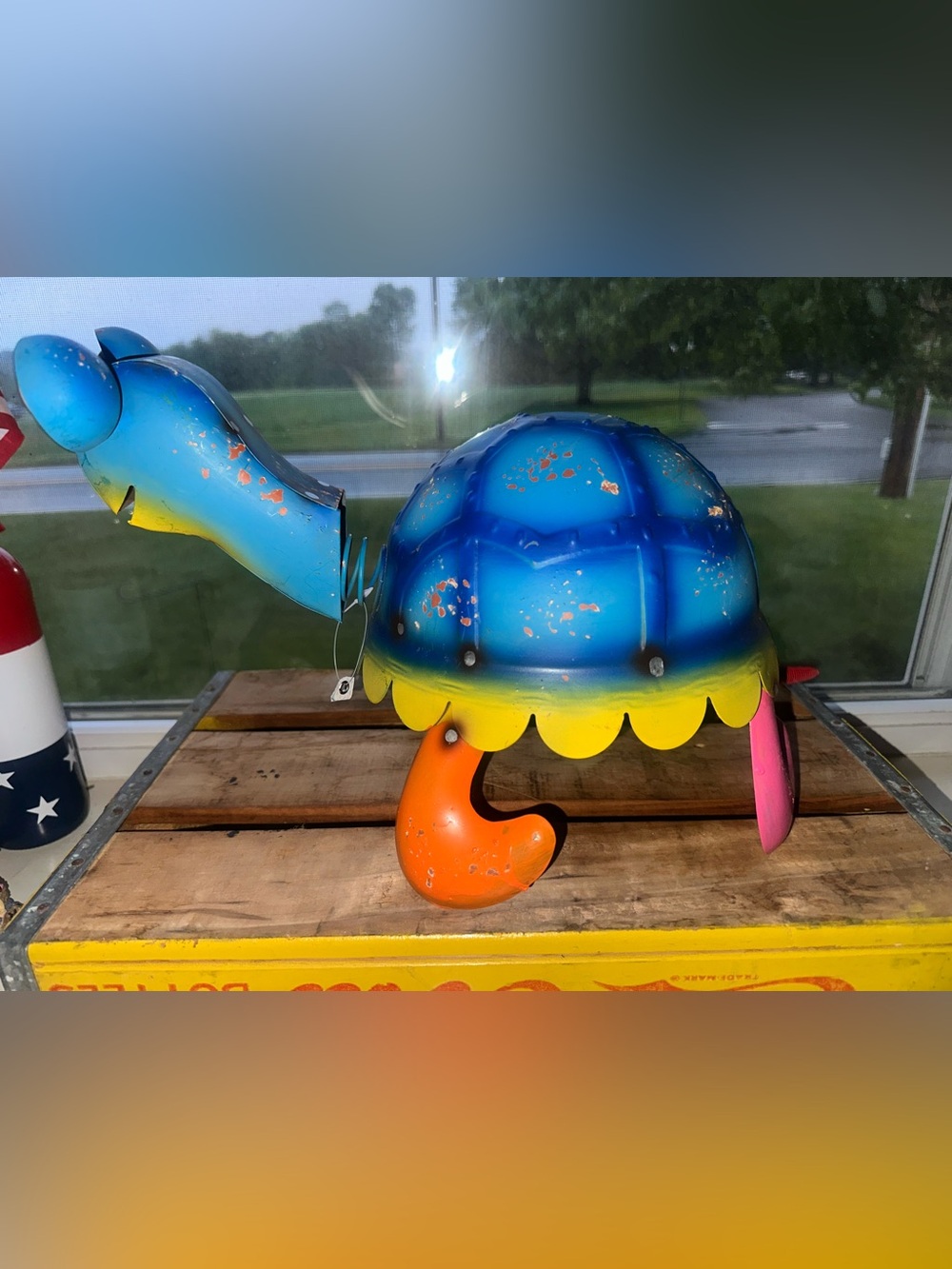 Springy Metal Sea Turtle Statue with Bobbling Head ~New ~ Indoor/Outdoor - Picture 3 of 5